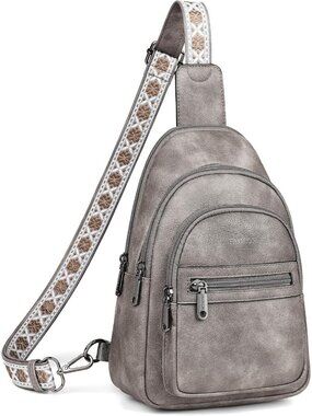 Women's Charcoal Grey Anti Theft Sling RFID Vegan Leather Purse Crossbody Bag